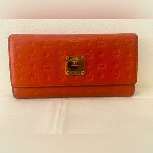 MCM Embossed Leather Trifold Wallet